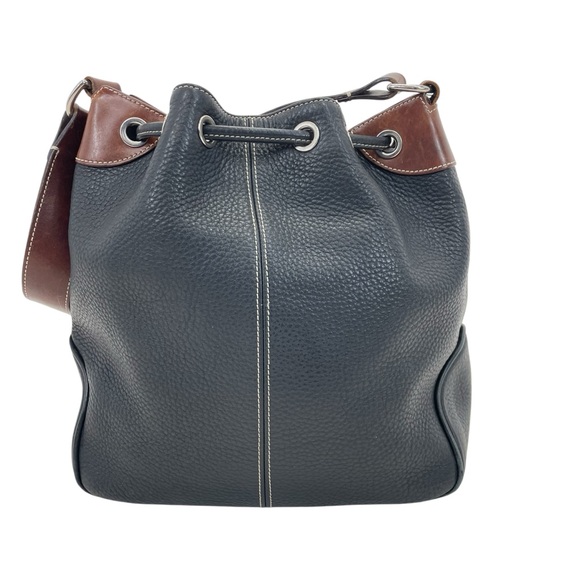 Dooney & Bourke Drawstring Bag Purse Black/Brown - Picture 3 of 16